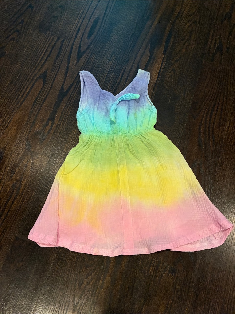 Lola + The Boys Pastel Rainbow Tie-Dye Sundress - Pink, Yellow, Green, Purple